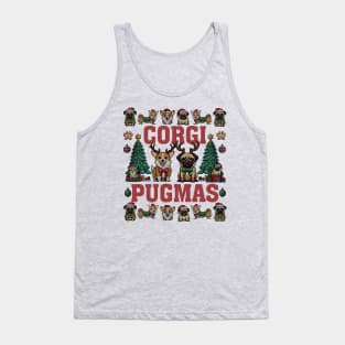 Dog Lover Corgi Pug Corgi Pugmas Merry Christmas Dog Ugly Christmas Sweater Party Tank Top